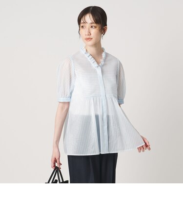 LINEAESSE Vネック パフブラウス ‐ウォッシャブル‐