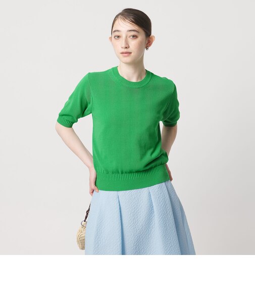 クルーネック ベーシック ショートスリーブ ニット ‐ウォッシャブル‐