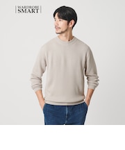 【WARDROBE SMART】マシーンウォッシャブル ウールミックス アゼ クルーネック