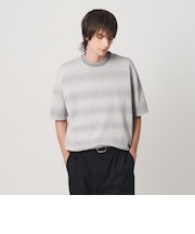 シアー オンブレ ボーダー クルーネック Tシャツ ウォッシャブル