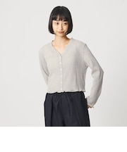 ソリッド&チェック Vネック カーディガン
