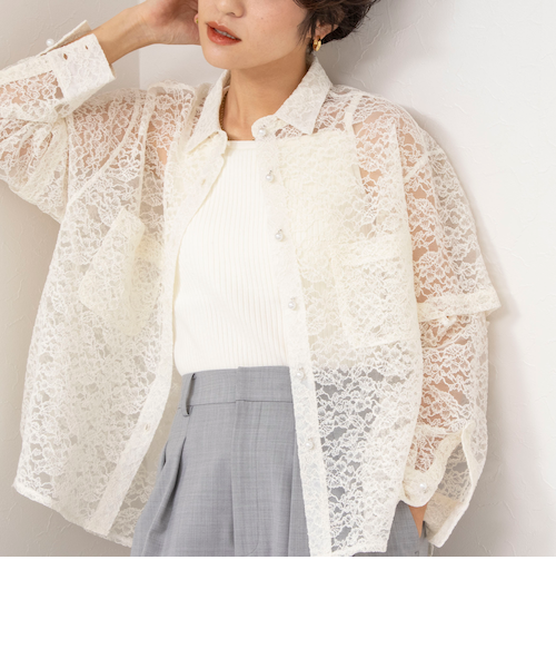 DEICY 2wayレースストレッチレースブラウス 2wayストレッチレースブラウス