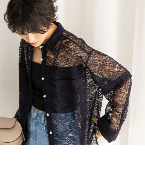 ◇【WEB限定カラーあり】2WAYレースブラウス｜ノーリーズアウトレット