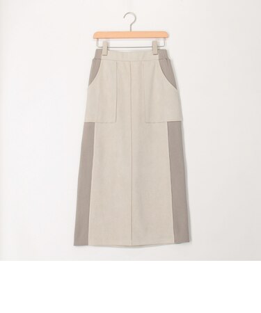 スエード×リブ断ち切りポケットスカート