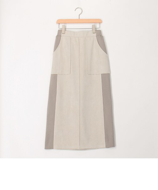 スエード×リブ断ち切りポケットスカート