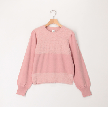 柄編み切り替えプルオーバーニット