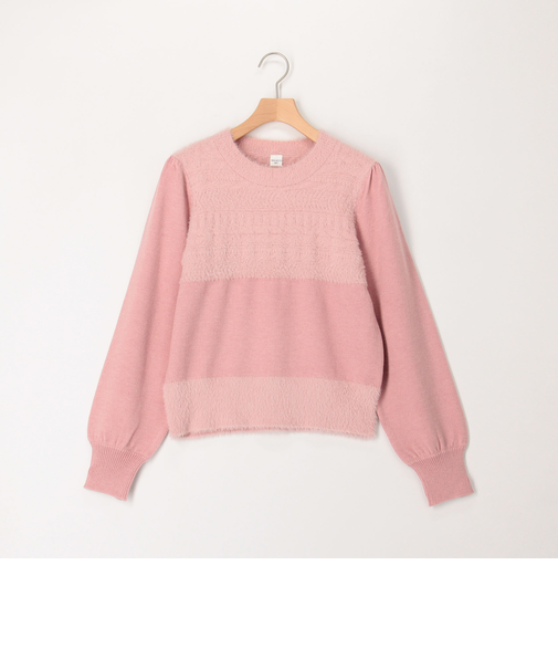 柄編み切り替えプルオーバーニット