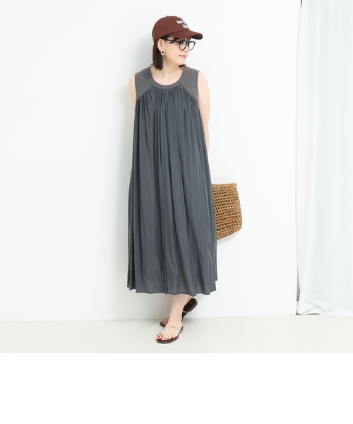 ❤︎新品❤︎MoNiLE麻レーヨンサイド切替えワンピース セール】デザインヨーク切替ワンピース（ワンピース）｜MICO