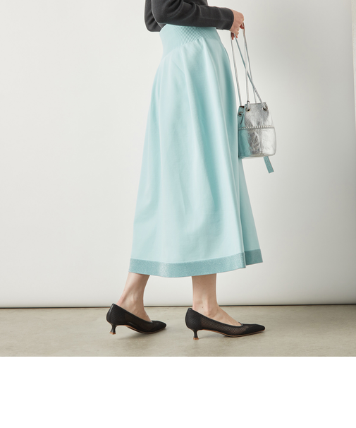 《手洗い可能》《セットアップ対応》ポリ100裾ラメふんわりスカート