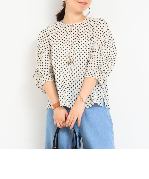 定価2万.美品☆マルティニーク ギャザースリーブ ボトルネックブラウス 後ボタン 定価2万.美品☆マルティニーク ギャザースリーブ ボトルネック