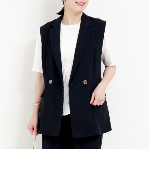 ニットコンビダブルクロス クルーネックジャケット｜トゥモロ－ランド