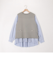 《セットアイテム》ベスト＋ストライプブラウスSET