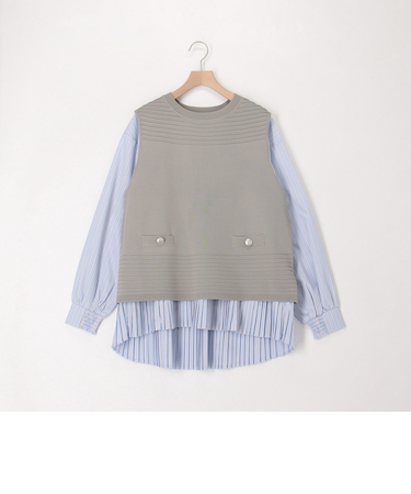 《セットアイテム》ベスト＋ストライプブラウスSET