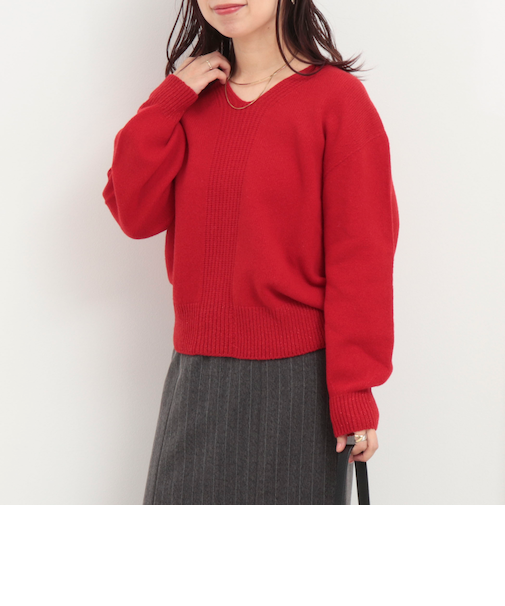 タスマニアラム Vネックプルオーバーニット