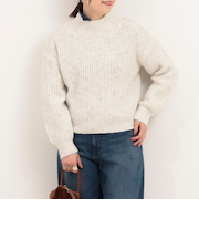 ラメホイルフレンチモックネックプルオーバーニット