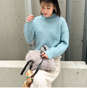 ラメホイルフレンチモックネックプルオーバーニット