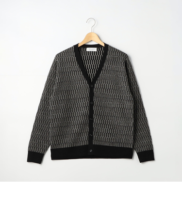 2色ブロック柄カーディガン