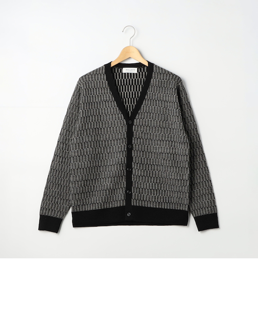 2色ブロック柄カーディガン