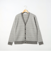 2色ブロック柄カーディガン