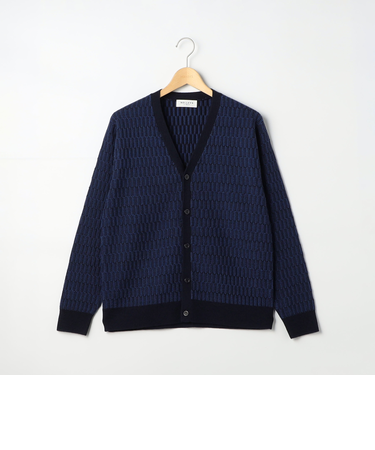 2色ブロック柄カーディガン