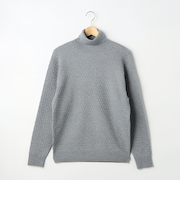 細ケーブルタートルネック プルオーバーニット