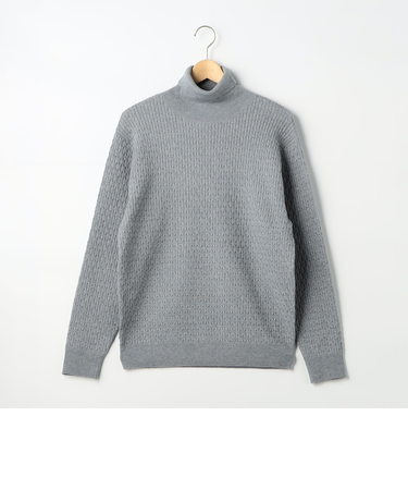 細ケーブルタートルネック プルオーバーニット