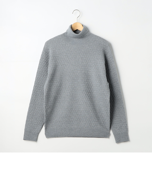 細ケーブルタートルネック プルオーバーニット