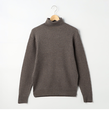 細ケーブルタートルネック プルオーバーニット