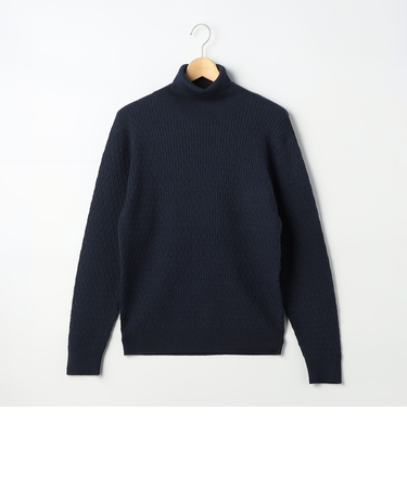 細ケーブルタートルネック プルオーバーニット