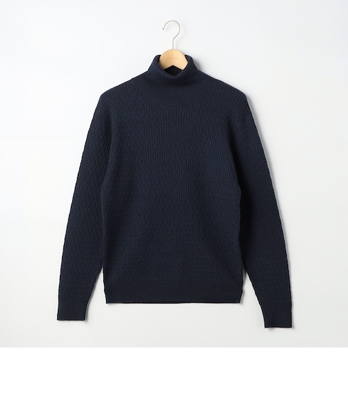 細ケーブルタートルネック プルオーバーニット