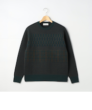3色ジャガードボーダー柄 プルオーバーニット