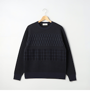 3色ジャガードボーダー柄 プルオーバーニット