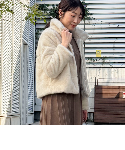 ボーダーキルトファーブルゾン