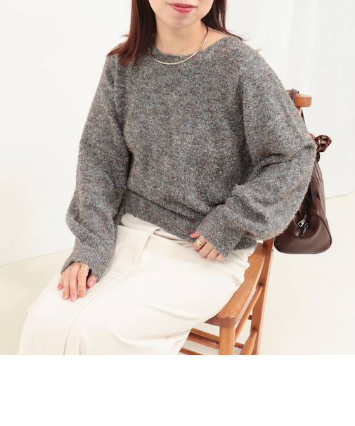 ひげネップヤーンプルオーバーニット