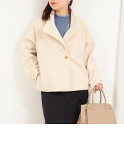 ウーレットヘリンボンスタンドショートコート