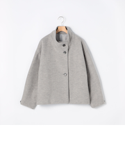ウーレットヘリンボンスタンドショートコート
