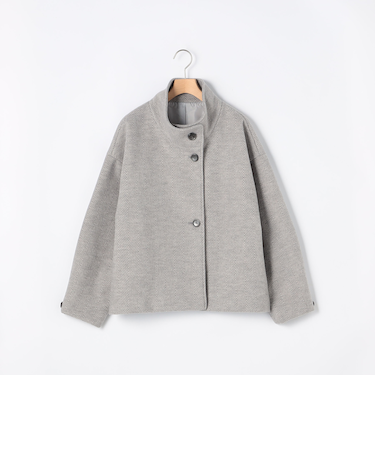 ウーレットヘリンボンスタンドショートコート