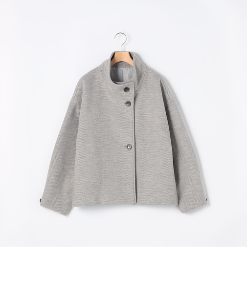 ウーレットヘリンボンスタンドショートコート