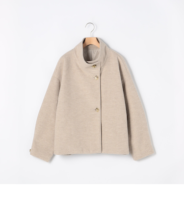 ウーレットヘリンボンスタンドショートコート