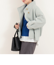 ウーレットヘリンボンスタンドショートコート