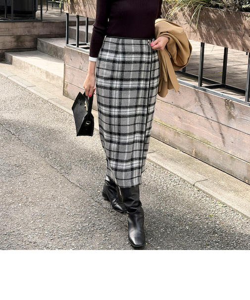 チェックラップスカート