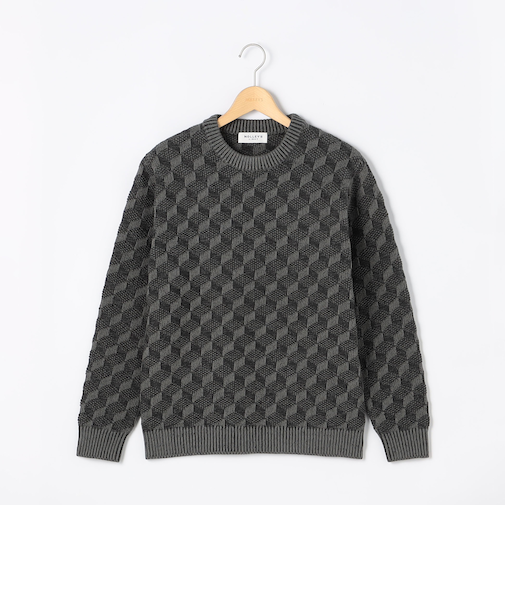 キューブ柄 プルオーバーニット