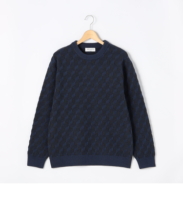 キューブ柄 プルオーバーニット