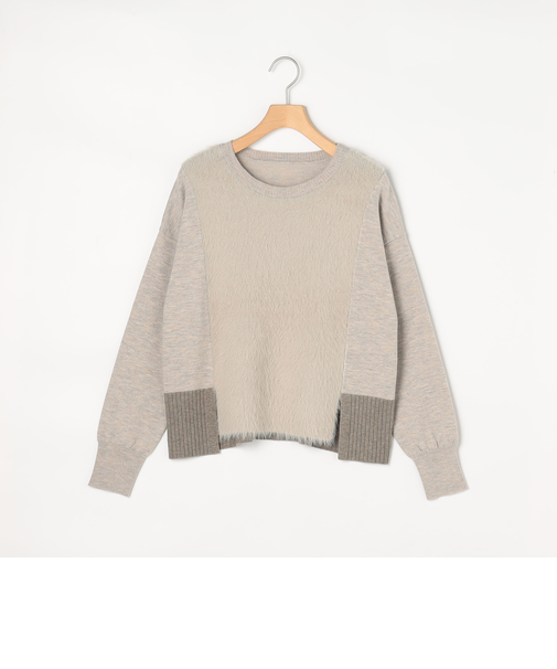 ラメフェザー切替バイカラープルオーバーニット