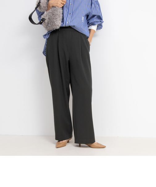 ウォッシャブル裏起毛イージーワイドパンツ