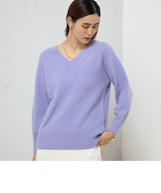 カシミヤ混ヘアリー2WAYプルオーバーニット