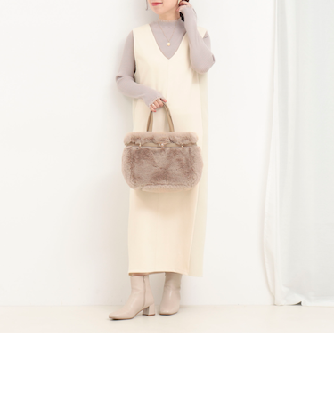 スエード×リブ2WAYジャンスカ