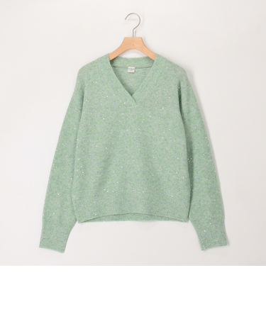 ミニスパンコールVネックプルオーバーニット