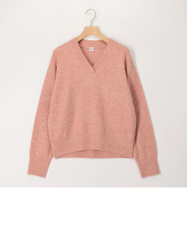 ミニスパンコールVネックプルオーバーニット