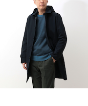 《ビジカジ対応》フード付きステンカラーコート